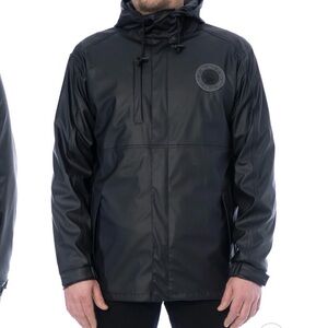 Mens Toboggan Canada Turo II Black Hooded Waterproof Raincoat Med Like New!